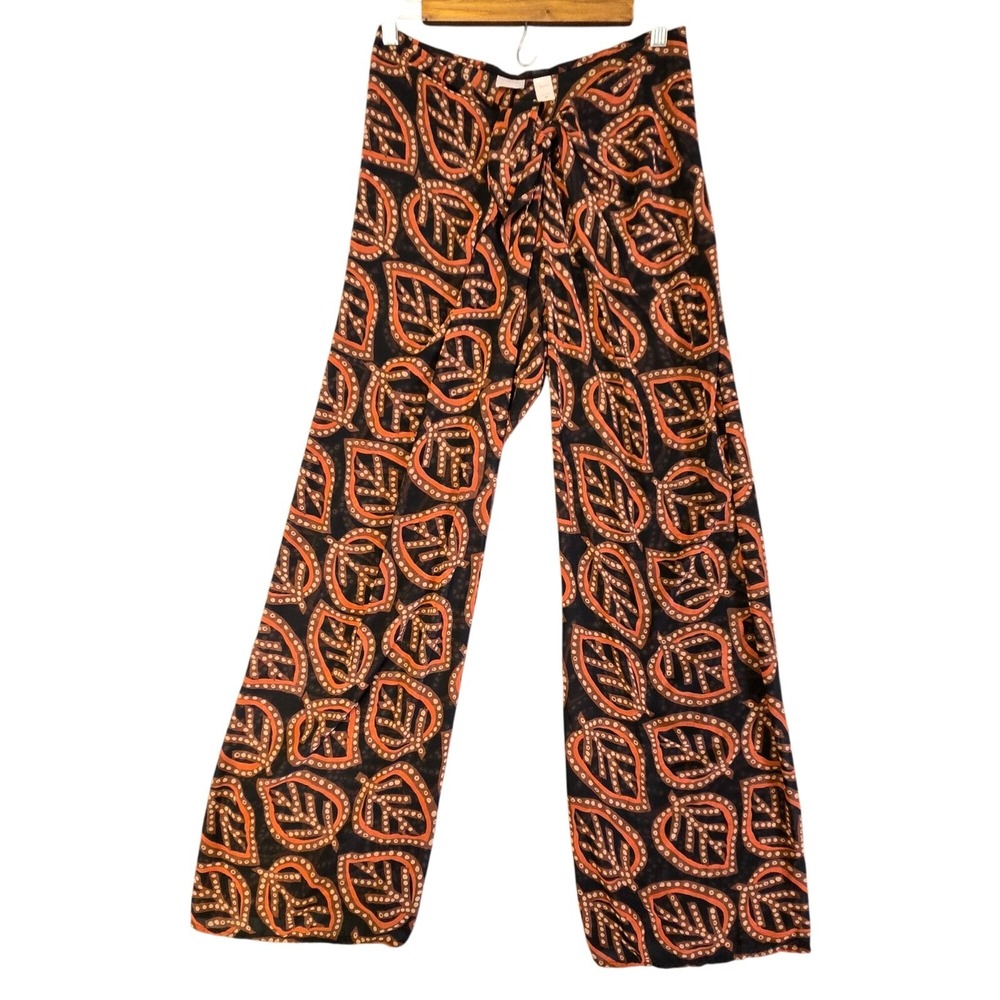 Victorias Secret Boho Beachy M Cruise Leaf Print Sheer Wide Leg Swim Cover Pants
